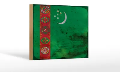 Produktbild von Holzschild Flagge Turkmenistan 18x12 cm Turkmenistan Rost Dekoration