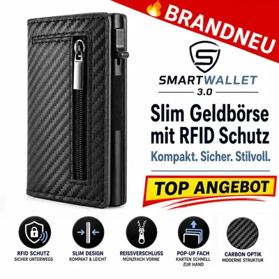 Obrázok produktu pre Peňaženka SmartWallet™ 3.0 Slim s RFID ochranou, puzdro na karty, pánska peňaženka: Carbon