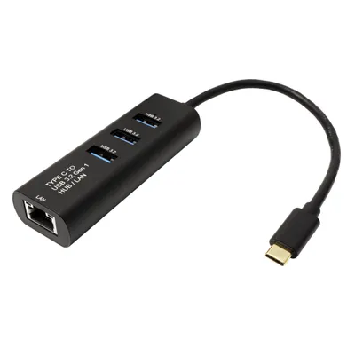 Obrázek produktu pro STANDARD Multiport adaptér USB 5Gbps, USB C(M) -> 1Gb LAN + Hub 3x USB3.0 A(F) (12.96.1431)