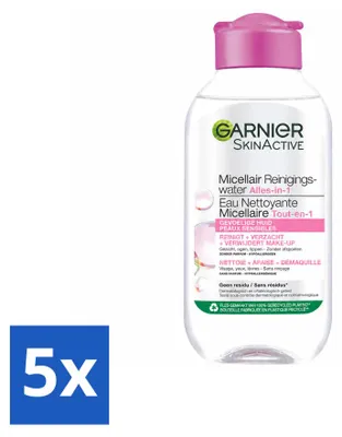 Produktbild von 5 x Garnier SkinActive Mizellen-Reinigungswasser für empfindliche Haut 100 ml - Vorteilspackung - 5 Stücke