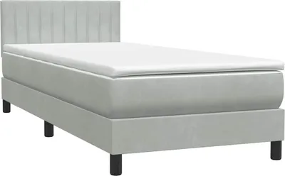 Image de Sommier à lattes de lit et matelas gris clair 90x220 cm velours