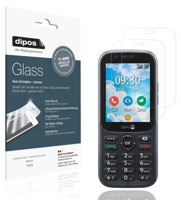 Produktbild von 2x Schutzfolie für Doro 730X - Anti-Shock 9H Folie dipos Glass Kunststoffglas
