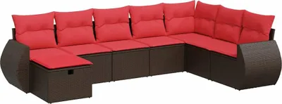 Zdjęcie produktu dla vidaXL 8-częściowa sofa ogrodowa z poduszkami z brązowego polirattanu