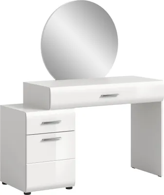 Produktbild von Schminktisch >Ice< in Weiß / Weiß Hochglanz - 120x138x47cm (BxHxT)