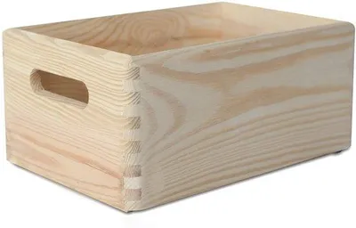 Zdjęcie produktu dla Pudełko drewniane, duże – pojemnik do przechowywania z uchwytami – idealne do zabawek, jako skrzynia na skarby – wymiary: 30 x 20 x 14 cm – kolor naturalny
