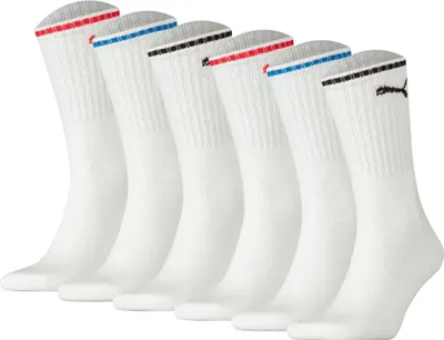 Produktbild von PUMA Uni Sport-Socken, 6er Pack - Sport Crew Stripe, Tennissocken, Streifen Weiß 43-46