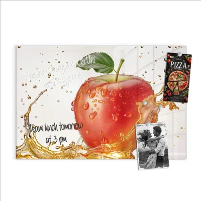 Produktbild von Magnettafel 90x60cm Pinnwand Whiteboard beschreibbar - Spritziger Apfel