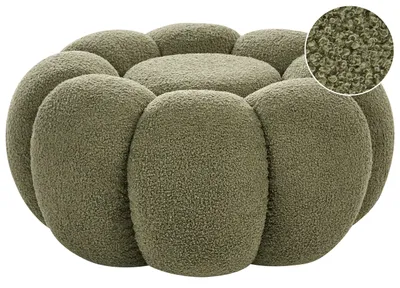 Obrázek produktu pro BELIANI Taburet zelený buklé čalounění 60 x 60 x 27 cm kulatý puf podnožka moderní styl obývací pokoj ložnice