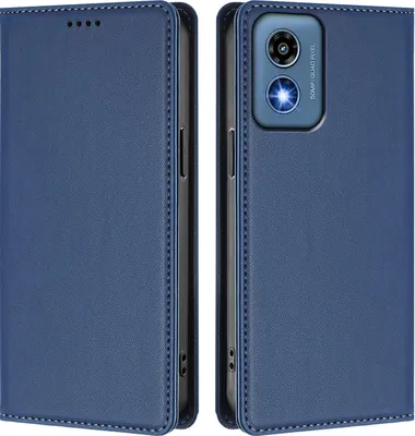 Image de Etui en cuir pour Motorola Moto G 5G 2024, étui magnétique en cuirPolyuréthaneavec support Bleu foncé