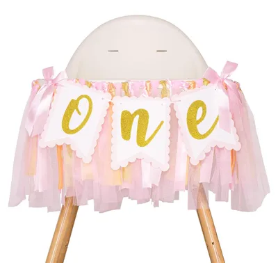 Produktbild von Banner für das 1. Geburtstag, Rosa – Girlande "Kleines Mädchen" – Dekoration für die 1. Geburtstagsparty – Babyparty