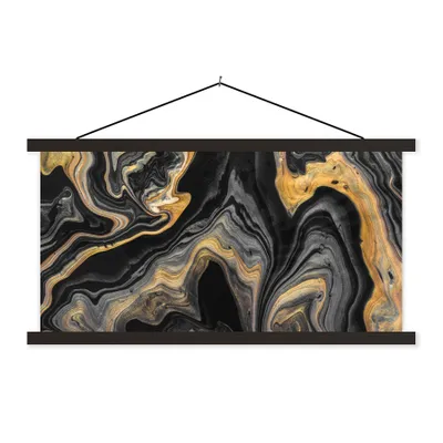 Produktbild von MuchoWow® Textilposter Marmor - Acryl - Gold - Luxus - Abstrakt 60x30 cm mit schwarzem Rahmen - Textilien