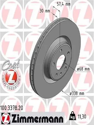 Produktbild von 2x ZIMMERMANN Bremsscheibe 100.3378.20 für AUDI A4 B9 Avant (8W5 8WD) Q5 (FYB)