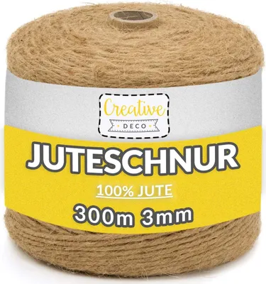 Obrázok produktu pre Creative Deco 3m Jutová šnúra Prírodná Hnedá | 2-3 mm Hrubé 3 Vrstvy | Jutová šnúra Jutová Priadza Konopná šnúra Jutová Páska Baliaca Páska Silná | Jutová šnúra Lano pre Dekorácie, DIY Remeslá, Balenie