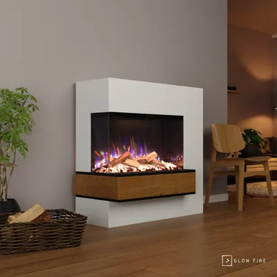 Produktbild von Glow Fire Elektrokamin 'Einstein Hoch' Linksoffen| LED Standkamin in weiß mit Heizung (1500 W) | HxBxT: 109x110x51cm