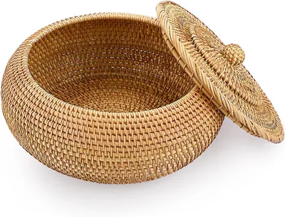 Produktbild von Aufbewahrungskorb mit Deckel, Rattan, groß, für den Haushalt