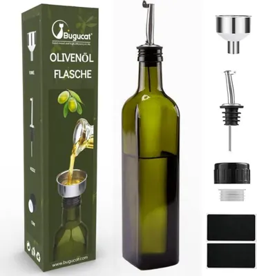 Produktbild von Bugucat Ölflasche 500ML Glas Essigflasche Spender Tropffrei Salat Kochen tr