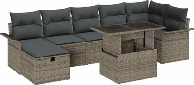 Produktbild von vidaXL Gartensofa-set 8 stk. Grau Poly-Rattan
