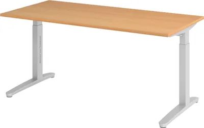 Produktbild von bümö Schreibtisch Serie-XB - Gestell: Silber, Nachbildung: Buche, Größe:  160 x 80 cm