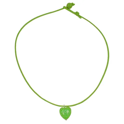 Produktbild von Kette Kinderkette Herz grün mit Schliff Kordel hellgrün 42cm grün 18x14mm