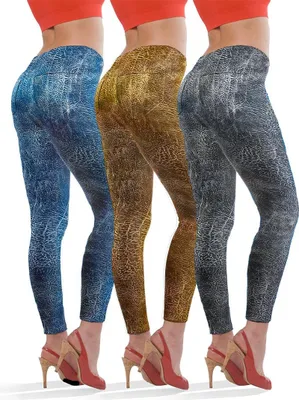 Produktbild von SmartTex Leggings Lederdruck 3 Stück - Größe XL