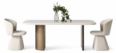 Image de Table élégante avec deux chaises, au design et au style modernes