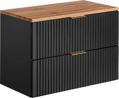Produktbild von Waschtischunterschrank 80.6cm Adriel mit 2 Schubladen, Schwarz