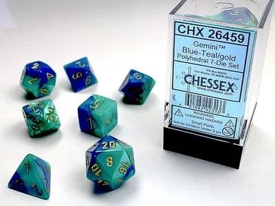 Produktbild von Chessex - Gemini - 7-Die Set - Blue-Teal/Gold