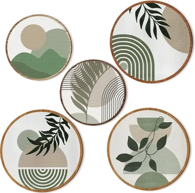 Produktbild von 5er-Set Blätter-Sonnenschein-Wandbehang, böhmische Wandkunst-Dekoration, 25 cm/20 cm