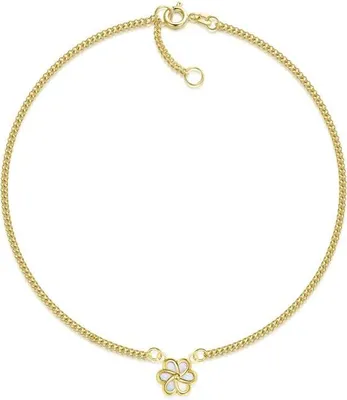 Produktbild von SILBERKETTEN STORE Fußkette Panzer 1,7mm mit Blütenanhänger - echt 585 Gold - 29cm