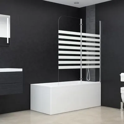 Productafbeelding van Doucheafscheiding, douchewand, badkuipombouw, douchewand voor badkuip, badkuipwand, glazen wand voor badkuip, douchewand voor badkuip, 120x140 cm, helder glas, gestreept