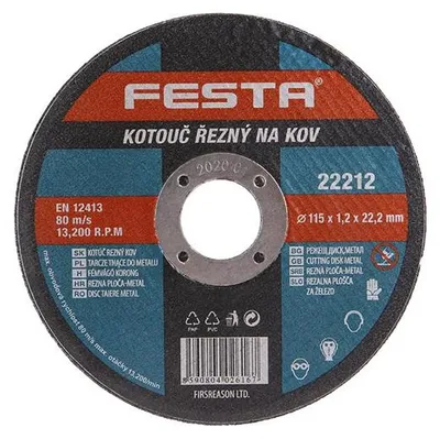 Obrázek produktu pro Kotouč řezný FESTA na kov 115x1.2x22.2mm 22212