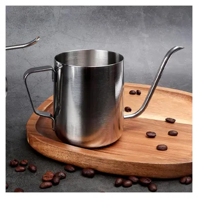 Produktbild von Gießkanne aus Edelstahl, 350ml mit Schwanenhals und langem Auslauf für Kaffee und Tee, Hängeohr, ideal für Reisen