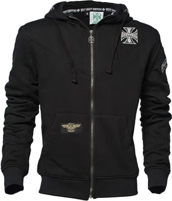 Produktbild von West Coast Choppers Cross Panel Zip Hoody black XL