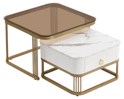 Immagine prodotto di Tavolino da salotto, design impilabile, spazio contenitivo funzionale, tavolino da caffè