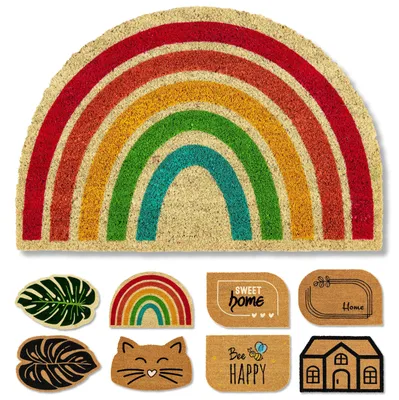 Image de Tapis en fibres de coco naturel, dimensions 40x60 cm, antidérapant et anti-saleté