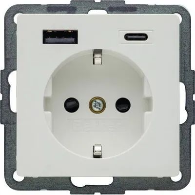 Productafbeelding van Berker Q.X SSD, 1x USB-A poort, 1x USB-C poort, stroomvoorziening (48146089, AC20W, PD 3A)