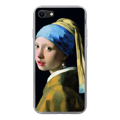 Produktbild von MuchoWow® Handyhülle Schutzhülle Hülle für iPhone SE 2020 Das Mädchen mit dem Perlenohrring - Johannes Vermeer Silikon Softcase Handy Hülle - Kartenbesitzer