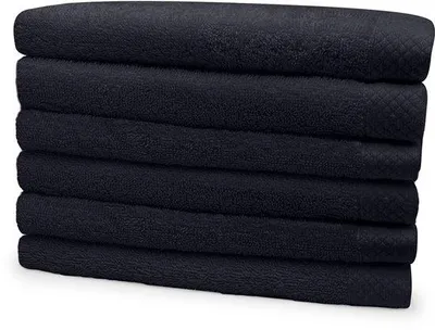Immagine prodotto di Set di 6 asciugamani Unyqoos®, dimensioni 50x100 cm, 420 g/m², 100% cotone, morbidi e assorbenti, colore nero