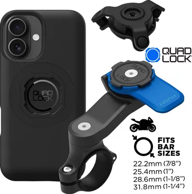 Produktbild von QUAD LOCK Motorrad Lenker Handyhalterung + Vibrationsdämpfer + MAG Hülle für iPhone 17