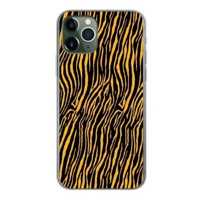 Produktbild von MuchoWow® Handyhülle Schutzhülle Hülle für iPhone 11 Pro Tigerdruck - Schwarz - Orange Silikon Softcase Handy Hülle - Handy