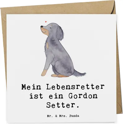 Produktbild von Mr. & Mrs. Panda Glückwunschkarte Gordon Setter Lebensretter - Weiß - Geschenk, doppelkarte, Klappkarte, Shetter, Jagdhund, Grußkarte, anlasskarte, faltkarte