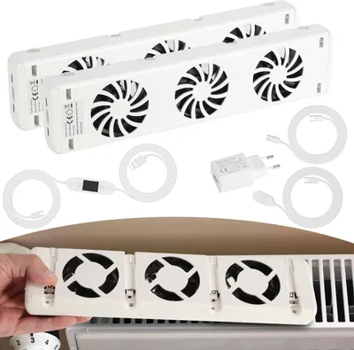 Image de Bettizia Amplificateur de radiateur Double Set avec 2x Ventilateur, Amplificateur de radiateur, Ventilateur de chauffage universel, Adaptateur secteur inclus