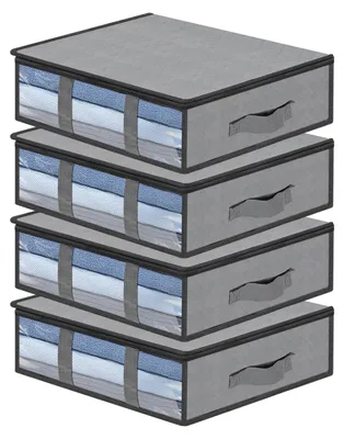 4er-Set Unterbett-Aufbewahrungsboxen, 60x45x15 cm, faltbar, mit Sichtfenster