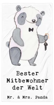 Produktbild von Mr. & Mrs. Panda Handtuch Panda Bester Mitbewohner der Welt - Weiß - Geschenk, Zimmernachbar, Wohngemeinschaft, Zimmergenosse, WG, Geschenkidee, Badehandtuch, Strandtuch