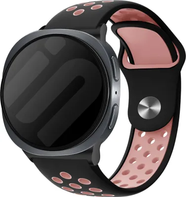 Produktbild von Strap-it Silikon-Sportband mit Schnappverschluss - passend für Samsung Galaxy Watch 8 - 40mm / Galaxy Watch 8 - 44mm / Galaxy Watch 8 Classic (schwarz/rosa)