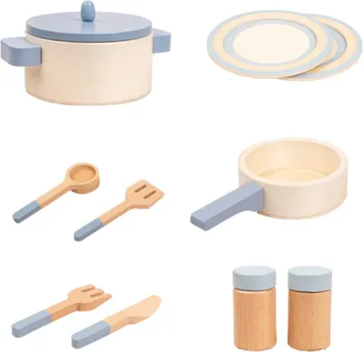 Produktbild von Küchenspielzeug Set 10 Teile, Holz Spielzeug Kinderküche, Montessori Kochset Für Kleinkinder