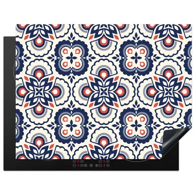 Produktbild von KitchenYeah© Herdabdeckplatte Blumen - Retro - Design , 77x59cm, Küche Deko, Glaskeramikkochfeld Herdabdeckung, Abdeckplatte fùr Kochfeld