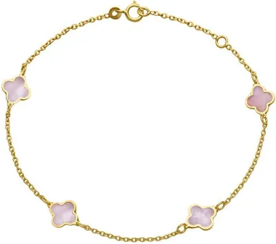 Produktbild von 585er Goldarmband für Damen von JEWLIX mit Blüten aus Perlmutt
