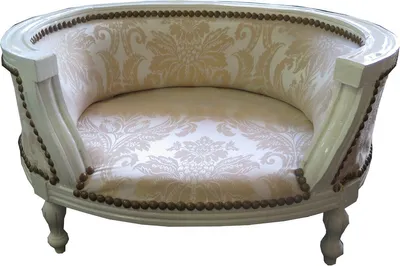 Produktbild von Casa Padrino Barock Hunde & Katzen Sofa Creme Muster / Altweiss - Hundesessel Sitz Hundebett Katzenbett Hund Katze Möbel