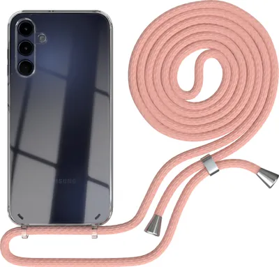 Produktbild von EAZY CASE Handykette kompatibel mit Samsung Galaxy A15, Handyhülle mit Umhängeband, Handykordel, Schutzhülle Clear, Band in Rosa